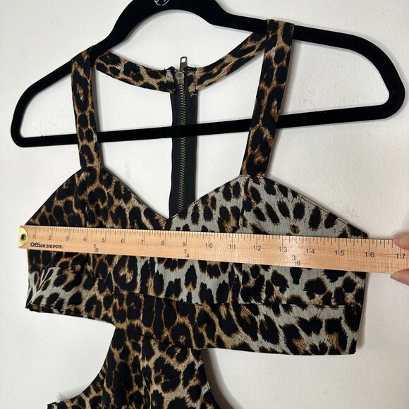 Xtaren Cheetah Print Strappy Hi-Low Open Side Sweetheart Neck Zip Back Dress S - Picture 10 of 14